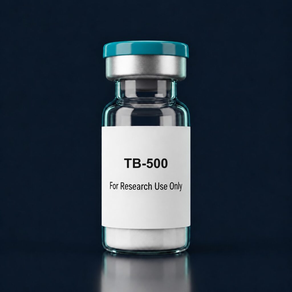 TB-500 — illustrative research vial, not actual packaging