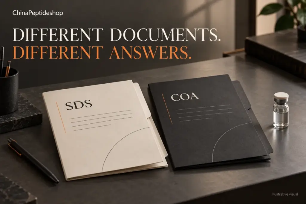 SDS and COA folders illustrating different documentation purposes